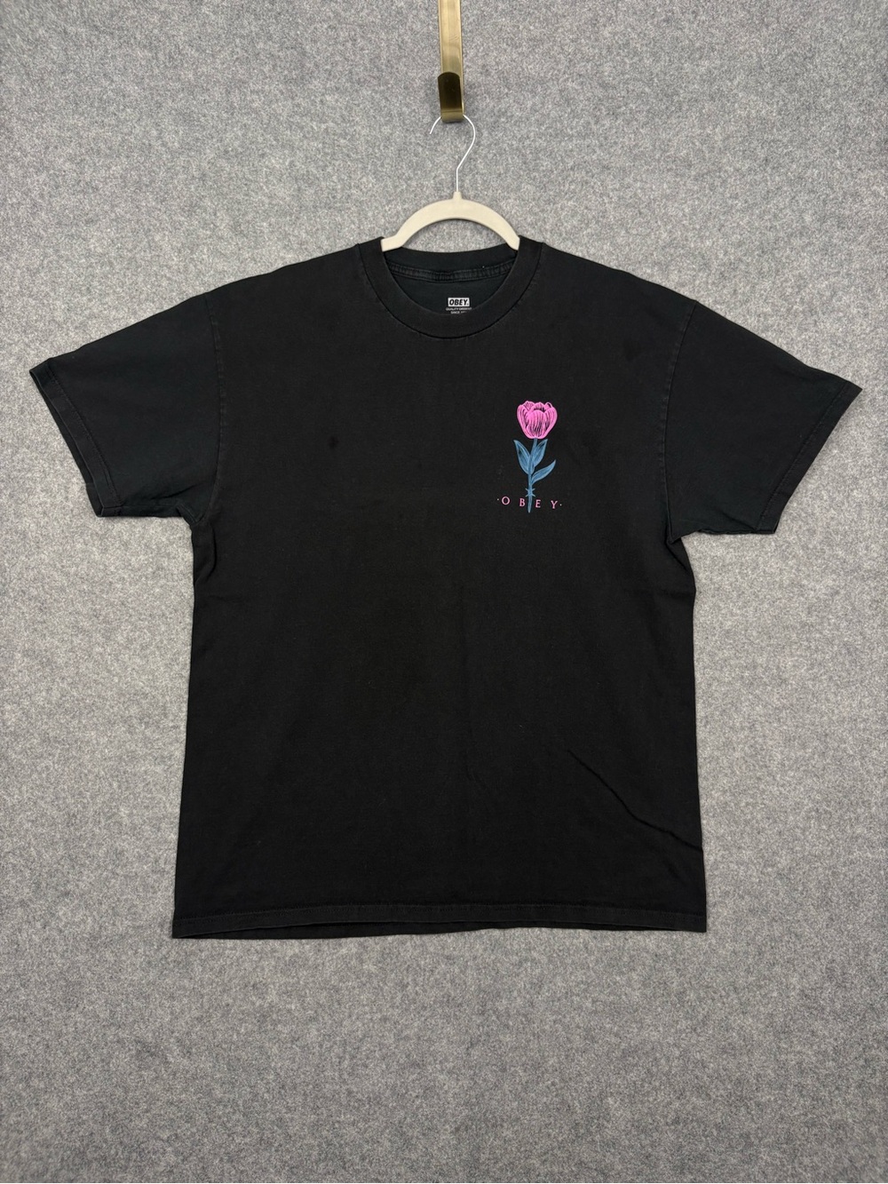 OBEY Floral Tulip Graphic Black T-Shirt Streetwear